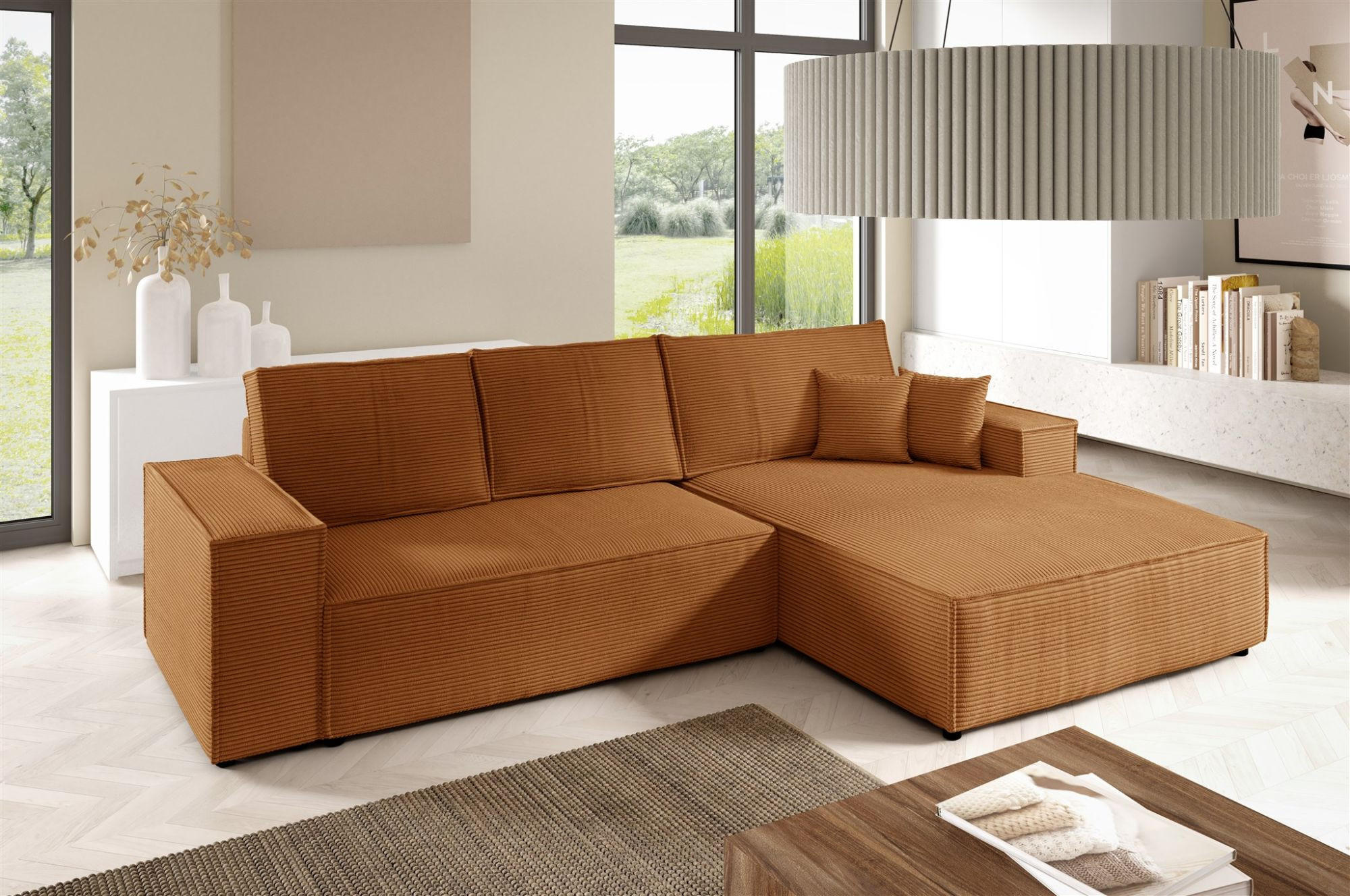 ECKSOFA Corunia In Poso - Rotbraun, Holzwerkstoff/Textil (294/185cm) - Fun Möbel