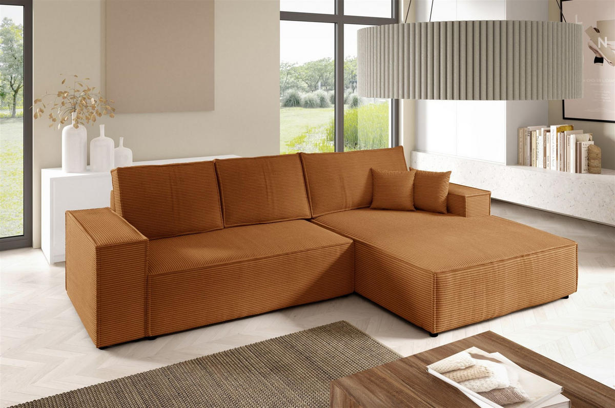 ECKSOFA Corunia In Poso - Rotbraun, Holzwerkstoff/Textil (294/185cm) - Fun Möbel