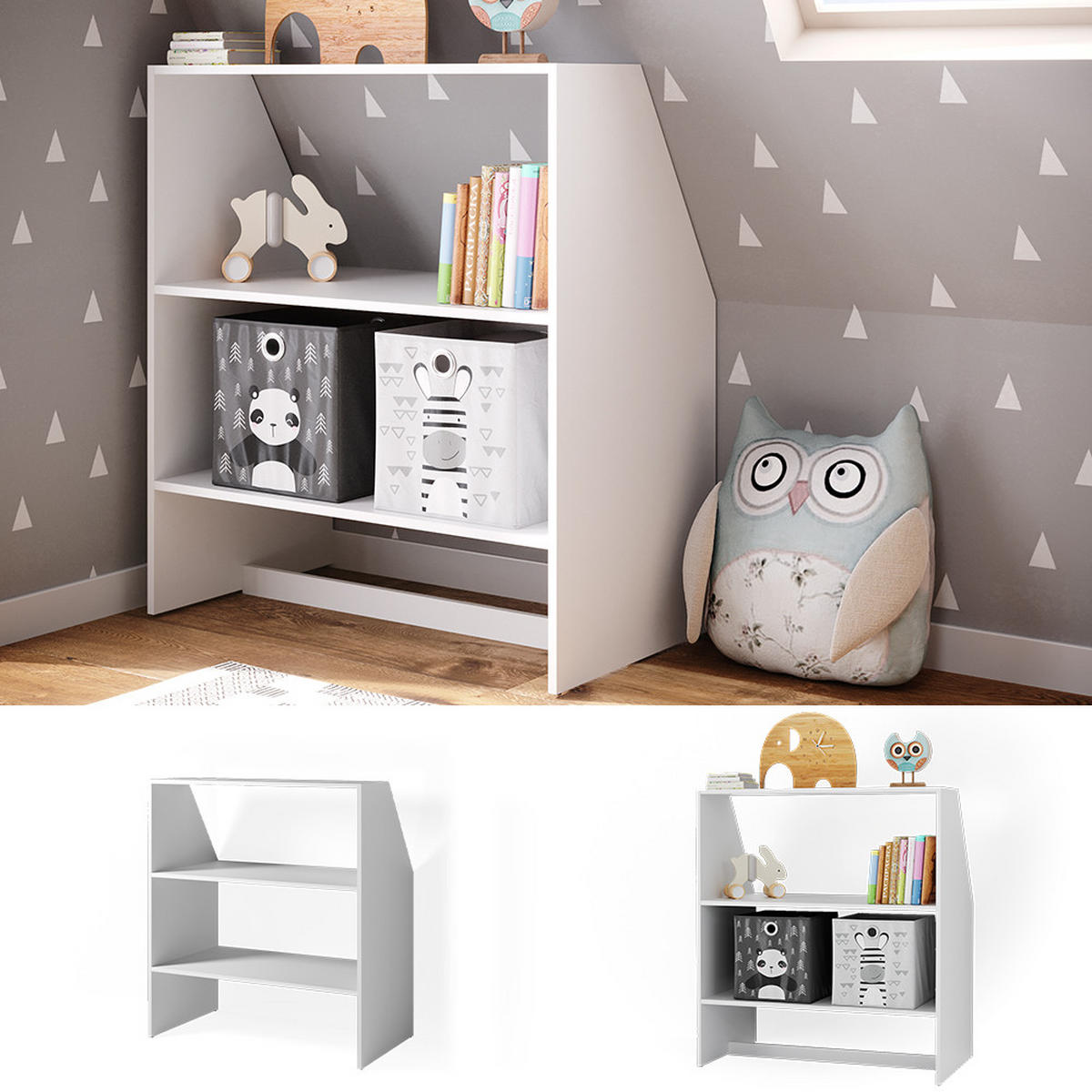 KINDERREGAL Weiß 90 x 100 cm - Weiß, Holzwerkstoff (90/100/50cm) - Vicco