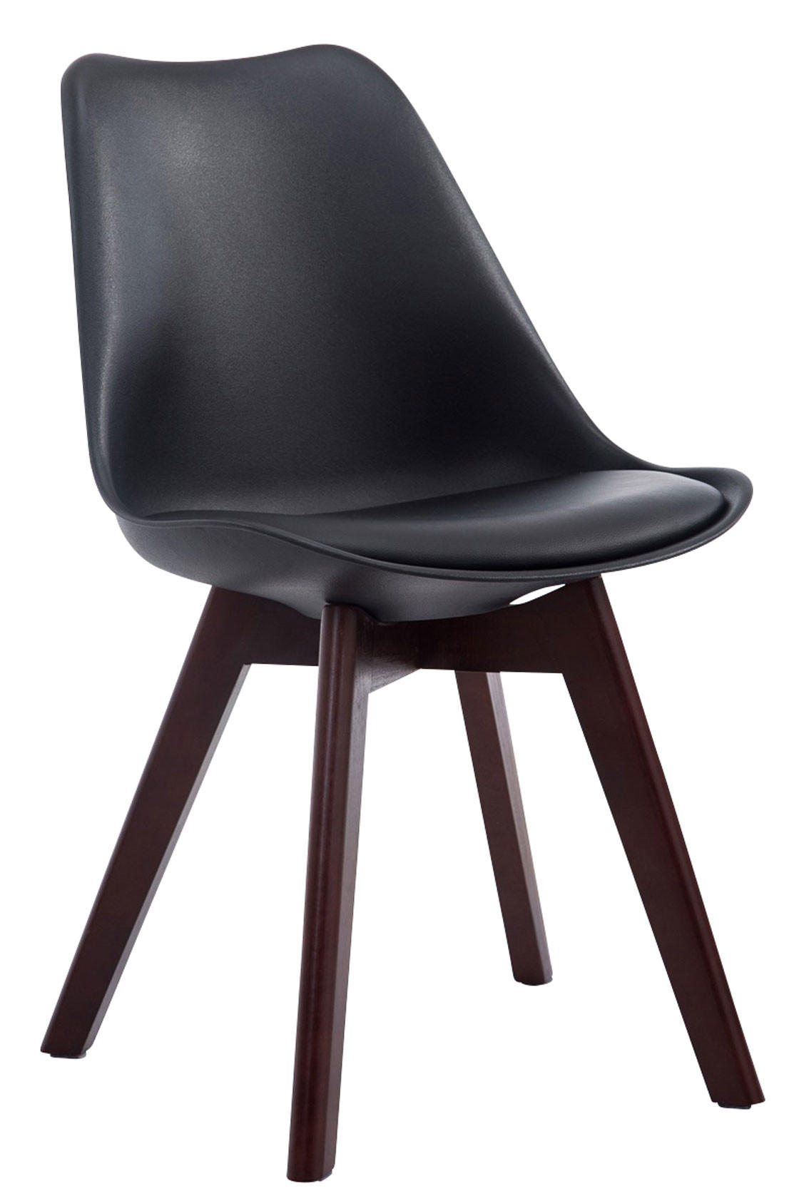 STUHL Lederlook Schwarz - Walnussfarben/Schwarz, Holz/Textil (48/84/41.5cm) - CLP
