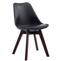 STUHL Lederlook schwarz - Walnussfarben/Schwarz, Holz/Textil (48/84/41.5cm) - CLP