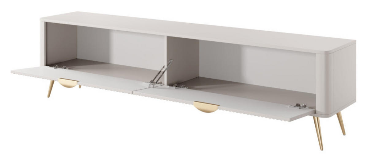 TV-SCHRANK Beige Lena Gerillt Auf Goldenen Beinen 200 cm - Beige, Holzwerkstoff (200/51/38cm) - Sepro Meble