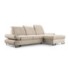 ECKSOFA NANO Beige Velours-Stoff mit Schlaffunktion - Beige, Holz (265/156cm) - MASSENO