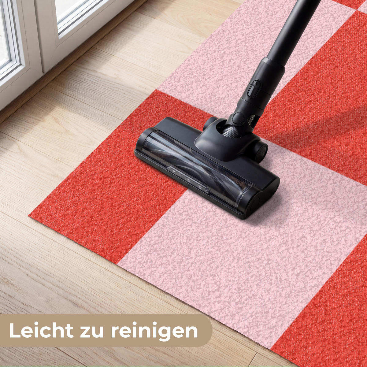 FUSSMATTE Schachbrettmuster - Rot - Rosa - Würfel Türmatte 180x120 cm - Rot, Kunststoff (180/120cm) - MuchoWow