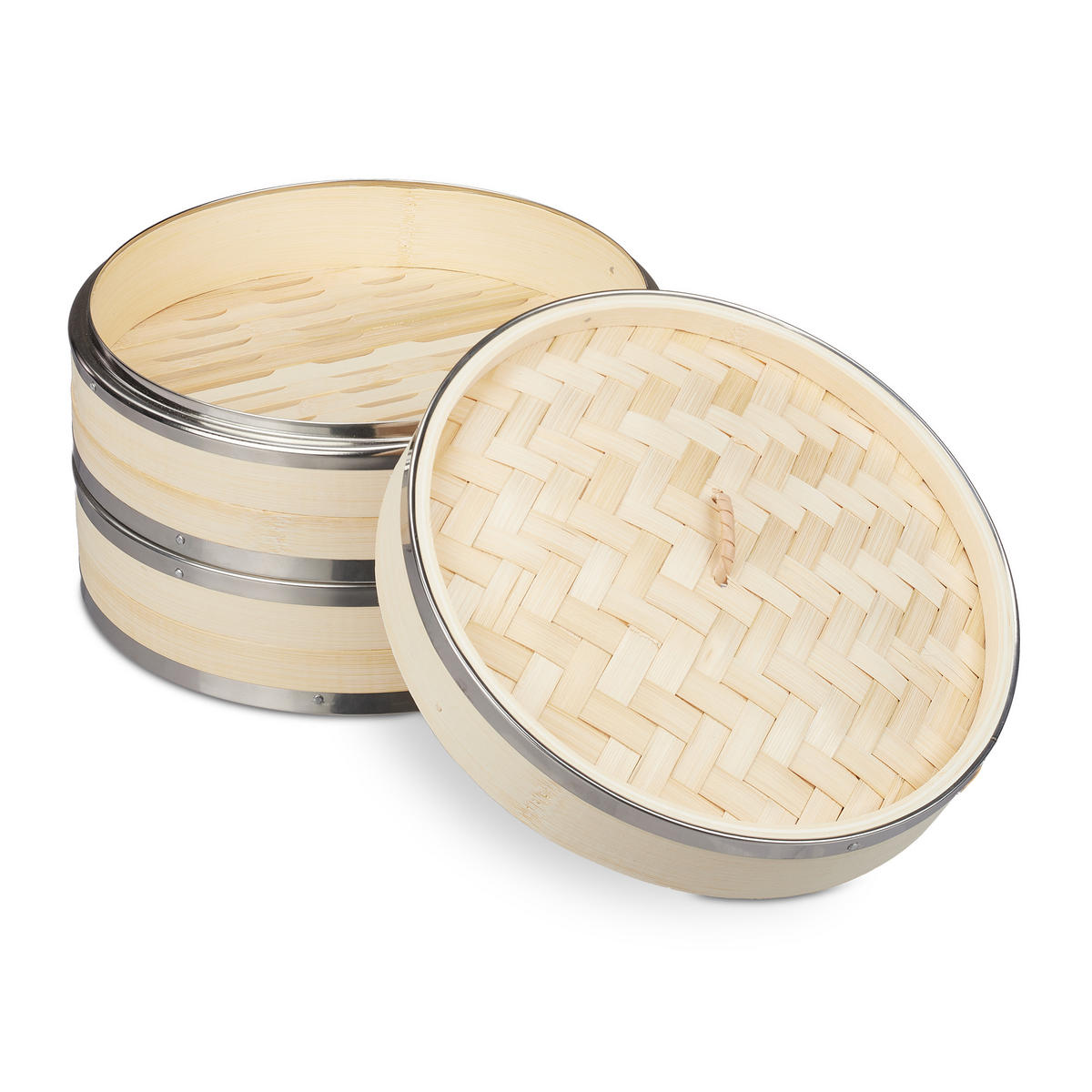 BAMBUS-DAMPFGARER - Hellbraun, Holz/Metall (25.5/25.5/15.5cm) - Relaxdays