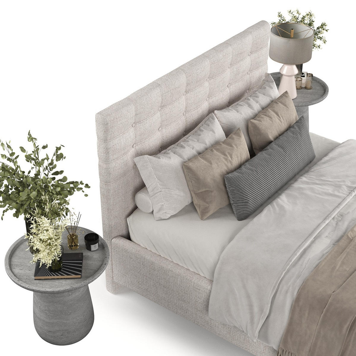 POLSTERBETT Soma 120/200 cm Hellbeige im Neve Stoff - Sandfarben/Naturfarben, Holz/Holzwerkstoff (120/200cm) - AltaBeds