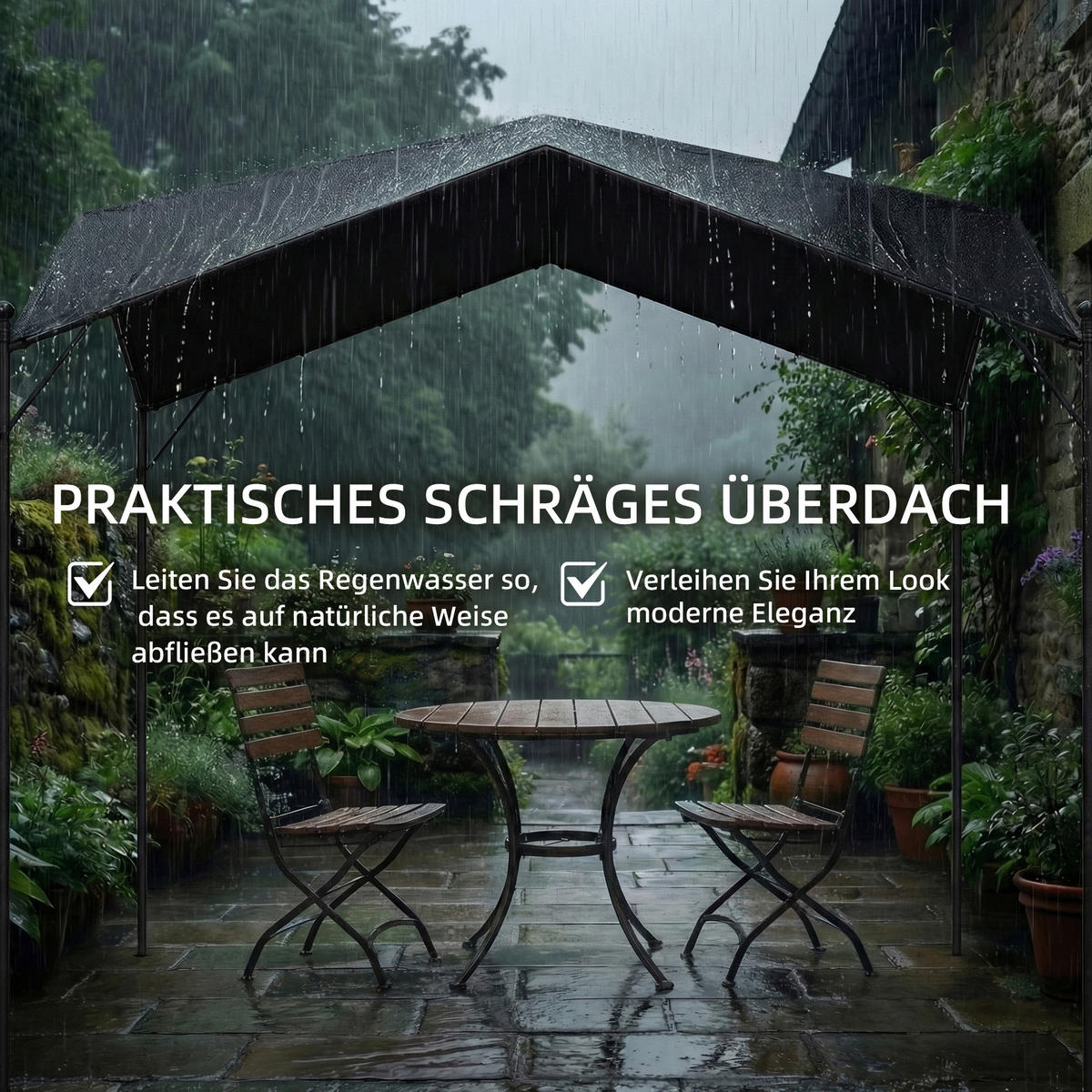 PERGOLA Metall Polyester Dunkelgrau 3/3 m - Dunkelgrau, Textil/Metall (300/280/300cm) - Outsunny