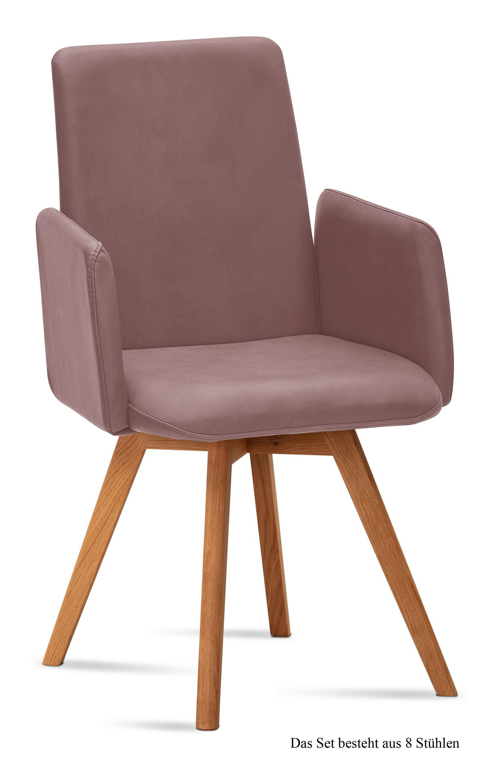 ARMLEHNSTUHL (8er-Set) Dilys 52x92x60 Eiche geölt/Rosewood - Eichefarben/Dunkelrosa, Kunststoff (60/92/52cm) - 58aufmkessel