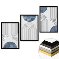 WANDBILDER 3er-Set - 40x60 cm Schwarzer Rahmen - Abstrakte blaue Muster - Schwarz, Kunststoff (40/60cm) - ArtPrintCave