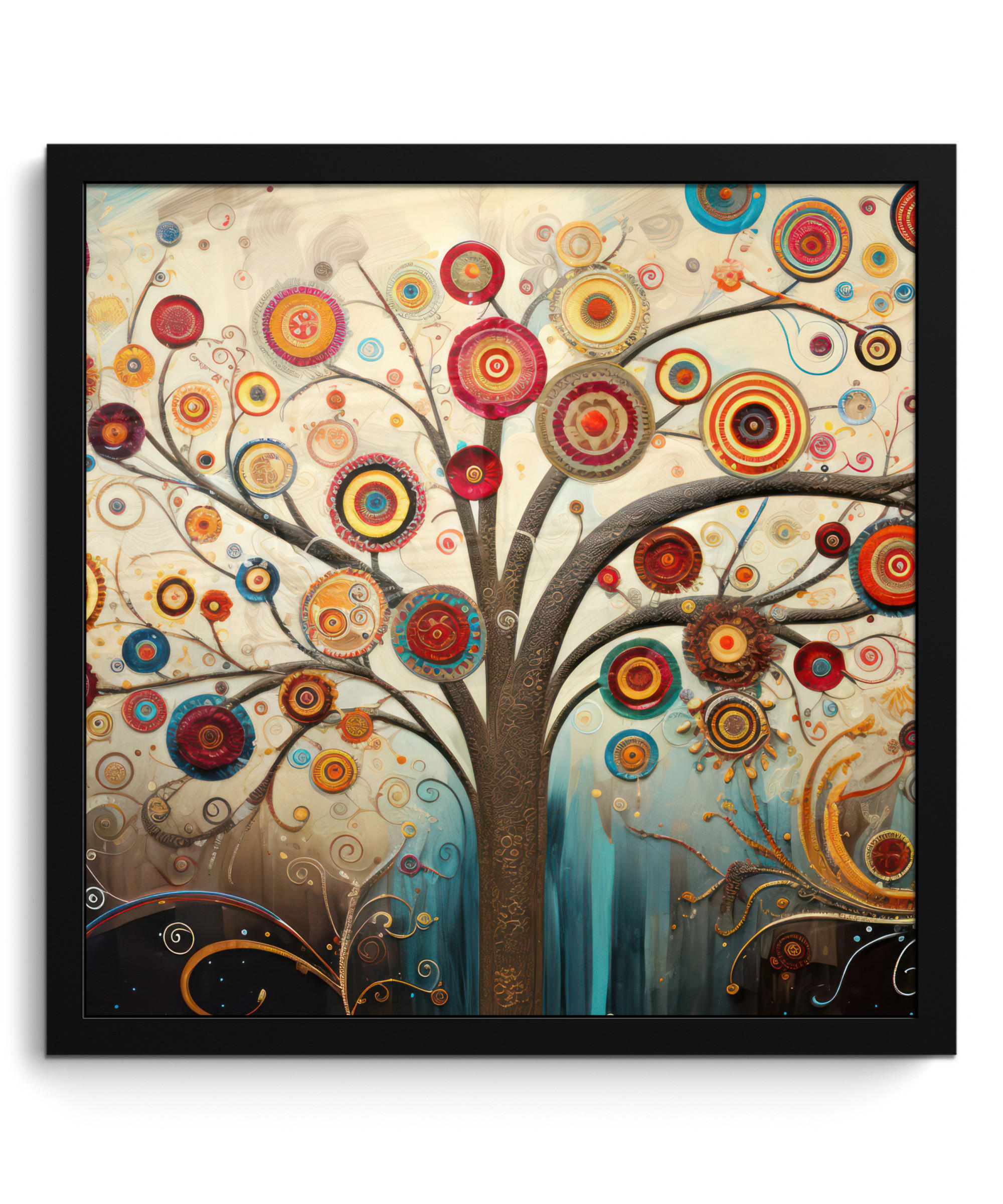 POSTER MIT RAHMEN Baum - Baum des Lebens - Farbe 40x40 cm - Braun, Papier (40/40cm) - MuchoWow