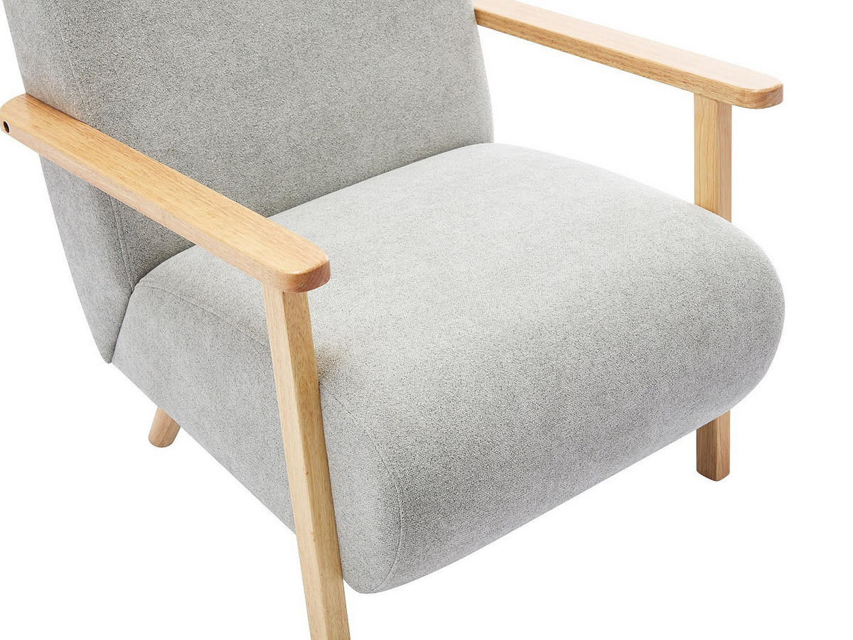 SESSEL - Stoff & Holz - Grau - JULOMO - Grau, Textil (70/81/82cm) - Vente-Unique