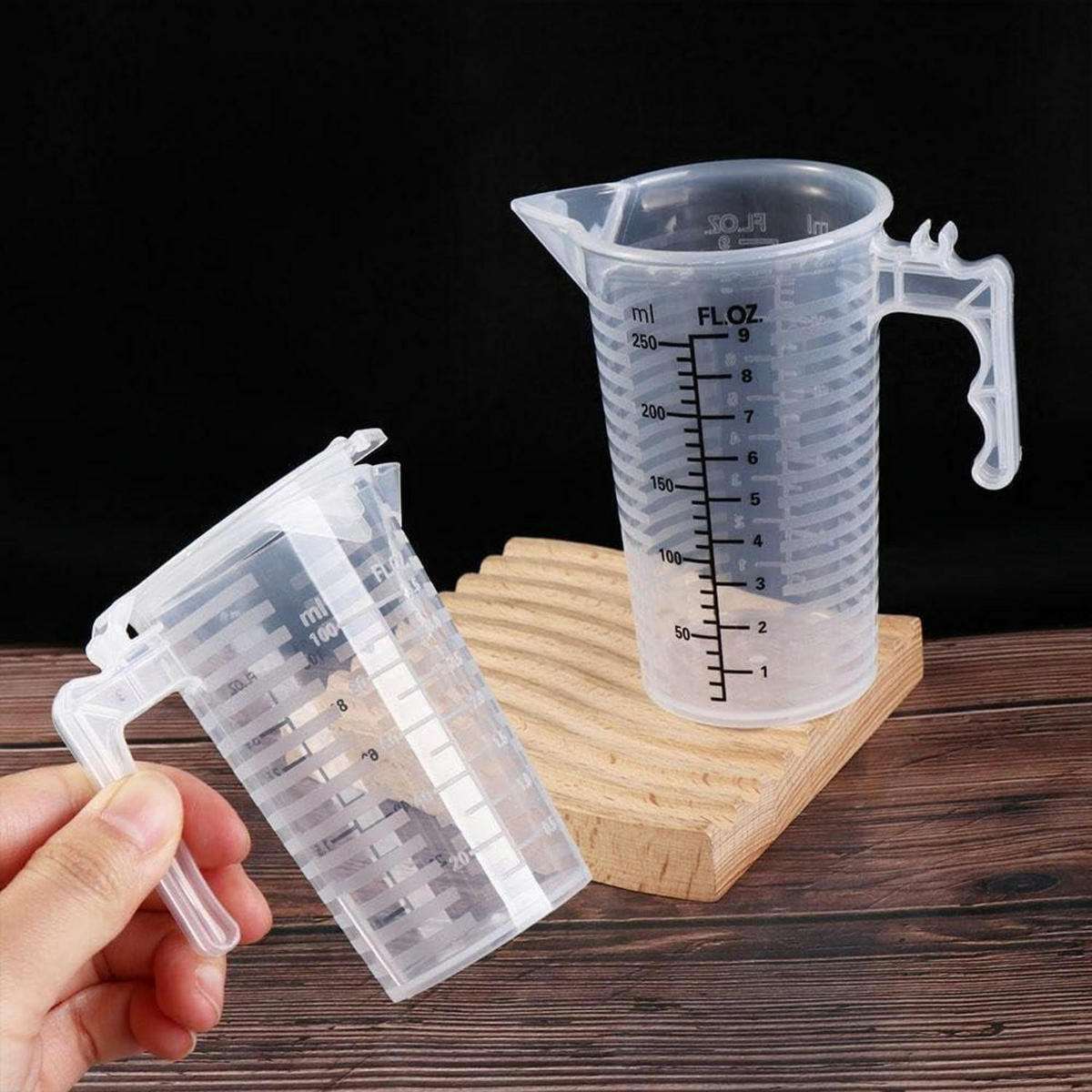 MESSBECHER transparent 250 ml mit Deckel und Griff - Transparent, Kunststoff (0.25L)