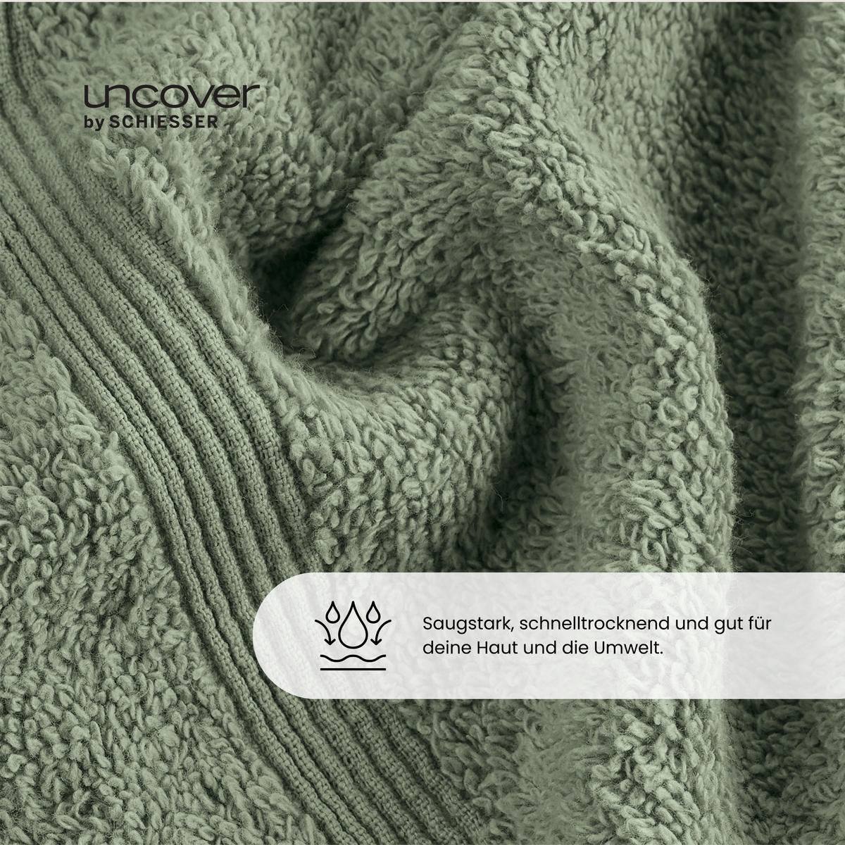 DUSCHTUCHSET Brooklyn - 2-teilig - 70 x 140 cm - Grün - Grün, Textil (70/140cm) - Uncover by Schiesser