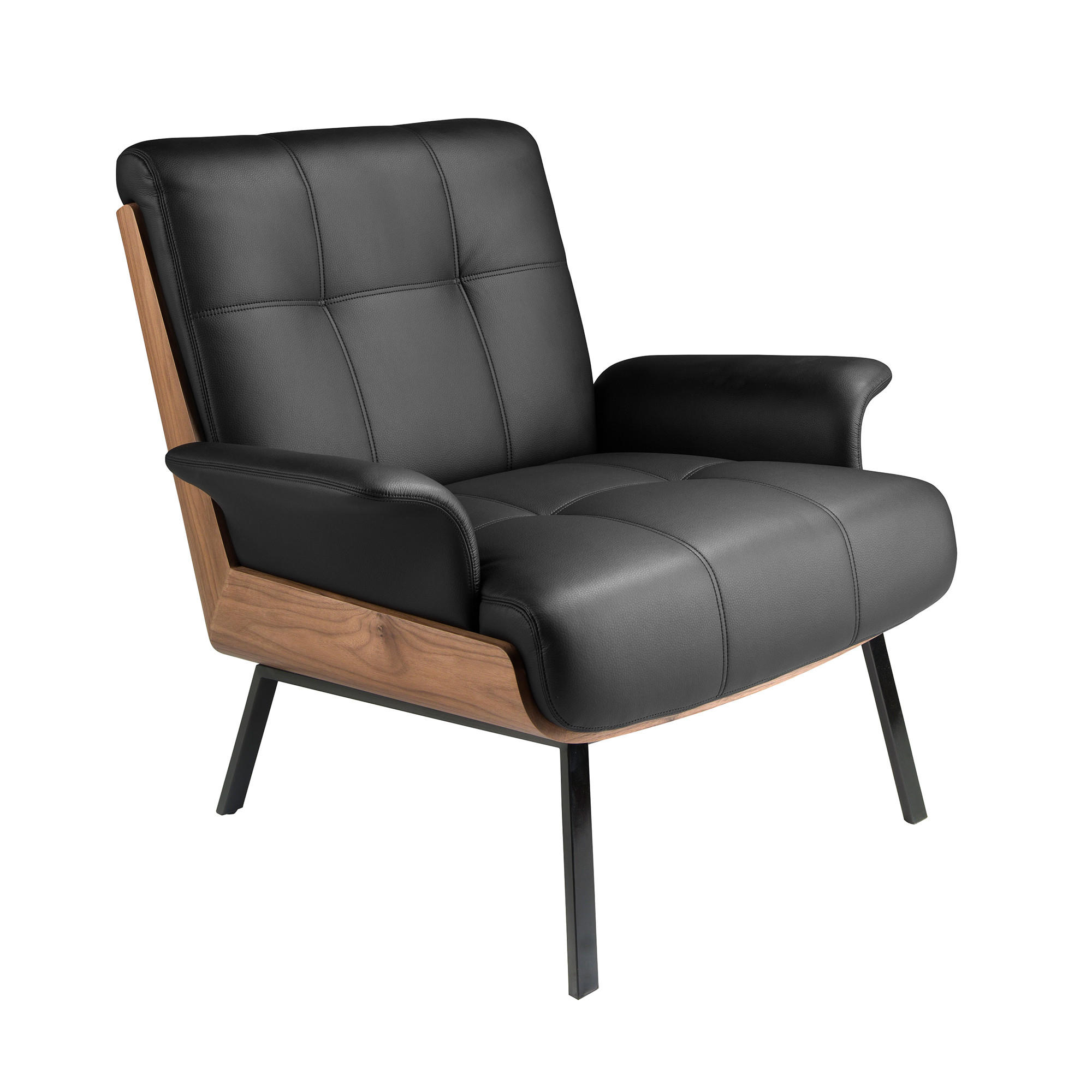 SESSEL Walnuss Schwarz Stahl 90/87/82 - Schwarz, Textil (90/82/87cm) - ANGEL CERDA