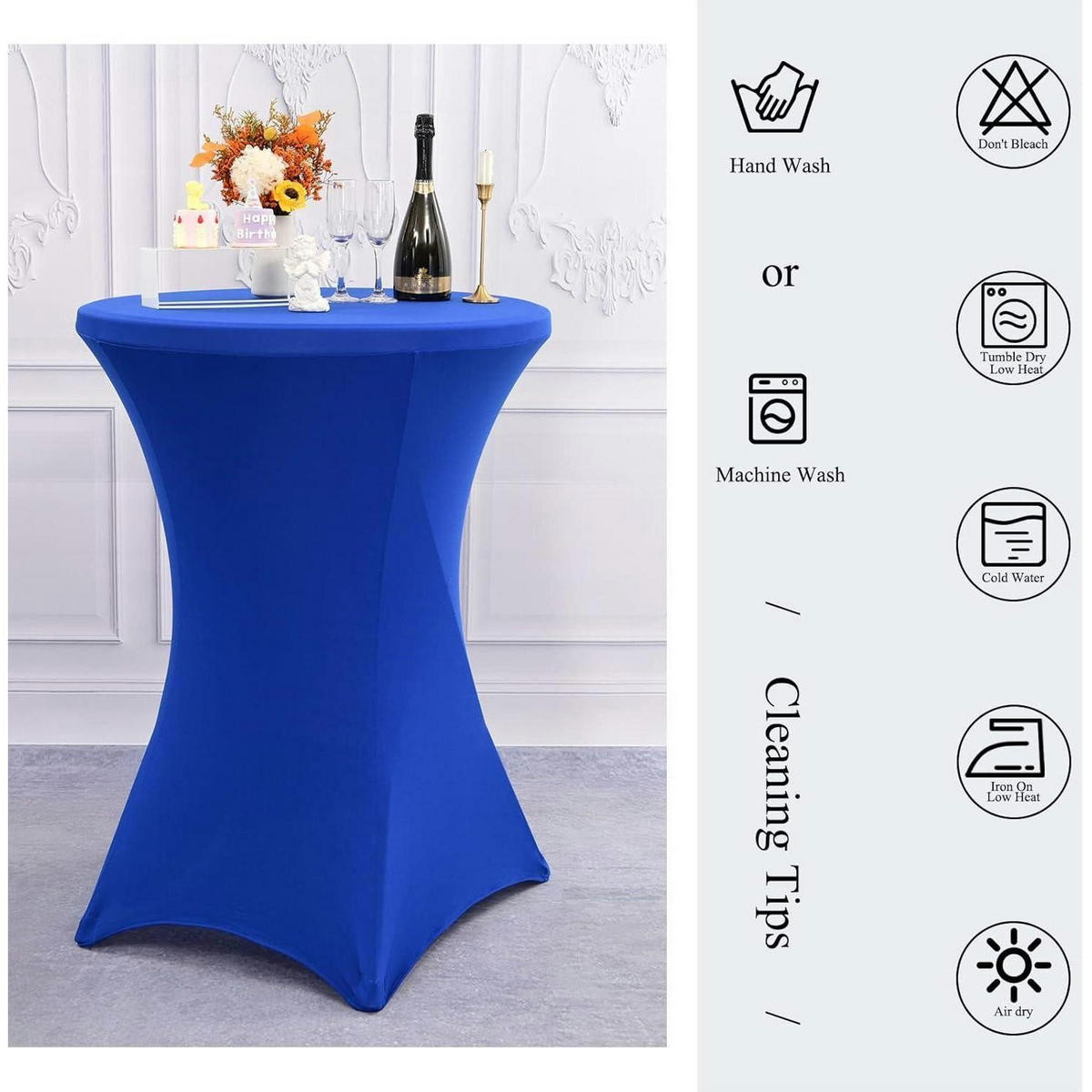 STEHTISCHHUSSE 3er Set Blau 80 cm - Blau, Textil (80/80cm)