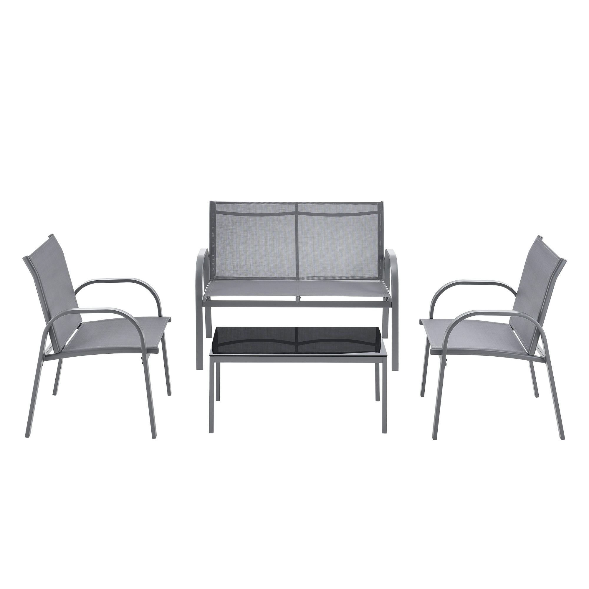 GARTENMÖBEL-SET 4 TLG. Gagra - Hellgrau, Metall - [en.casa]