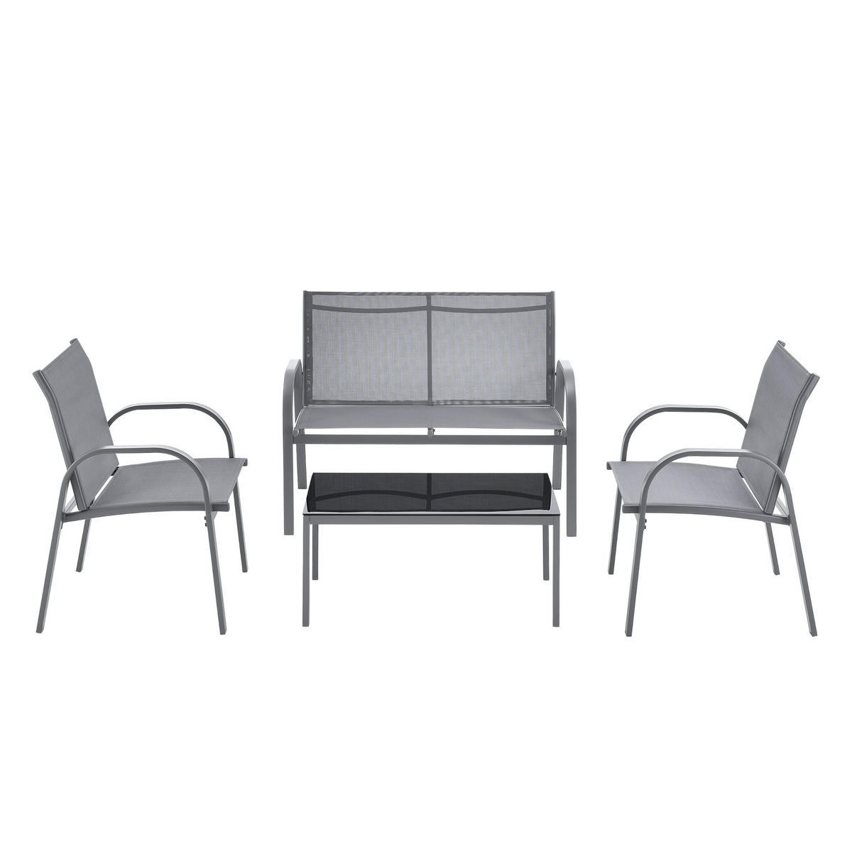 GARTENMÖBEL-SET 4 TLG. Gagra - Hellgrau, Metall - [en.casa]