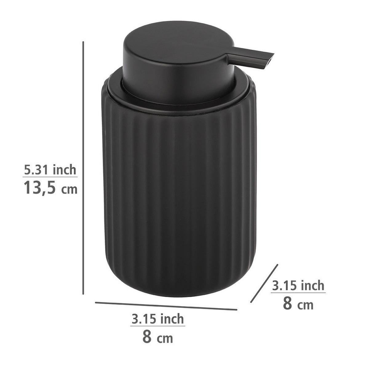 SEIFENSPENDER Keramik Belluno 300 ml 8/8/13,5 cm - Schwarz, Keramik (8/13.5/8cm) - Wenko