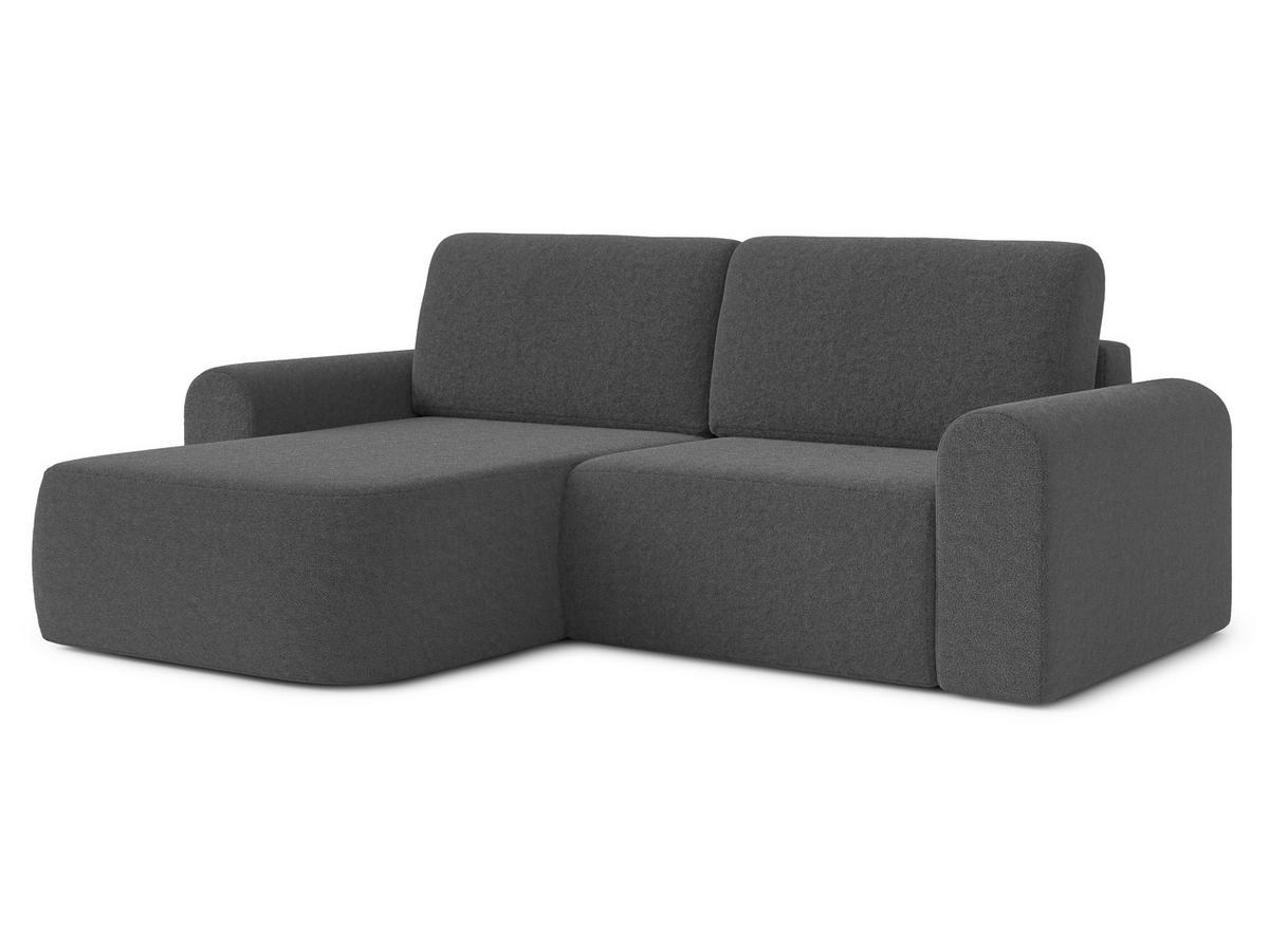 ECKSOFA L Form Otterton Dunkelgrau 250/180/95 cm Links mit Schlaffunktion - Schwarz/Grau, Kunststoff/Textil (180/250cm) - AX Living