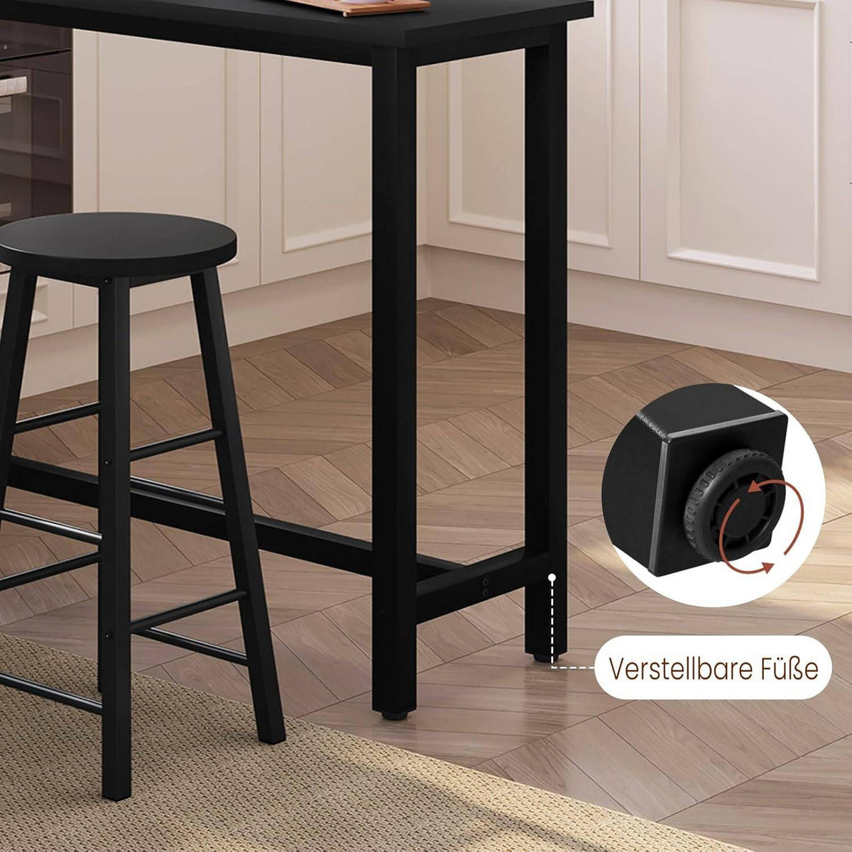 BARTISCH, Metallgestell, Tischplatte aus MDF, 120x100x40cm - Schwarz, Holzwerkstoff/Metall (40/120/100cm) - Woltu