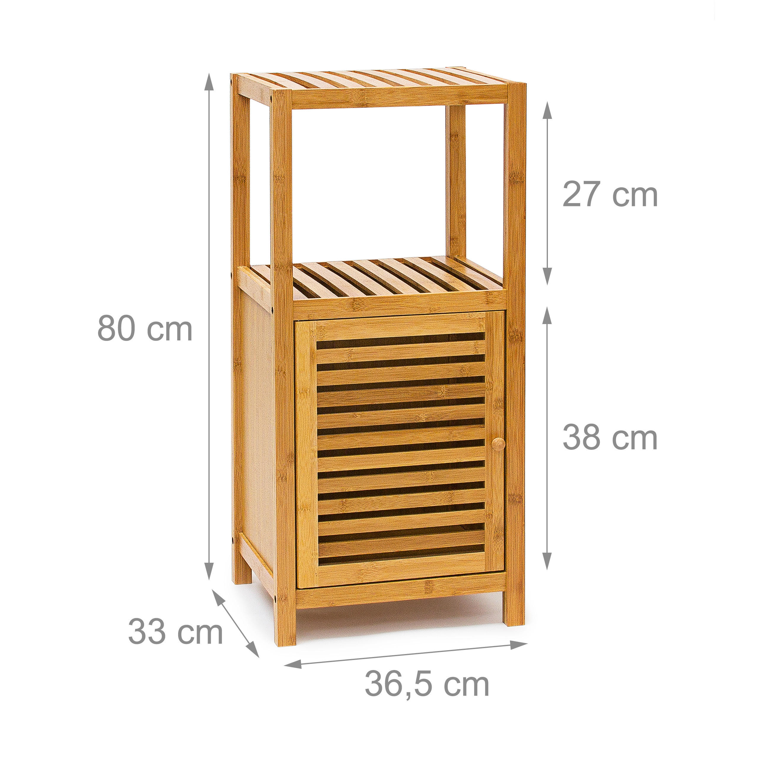 Thumbnail - Relaxdays Badregal, Hellbraun, Holz, 36.5x80x33 cm, Badezimmer, Badezimmerregale, Badregale