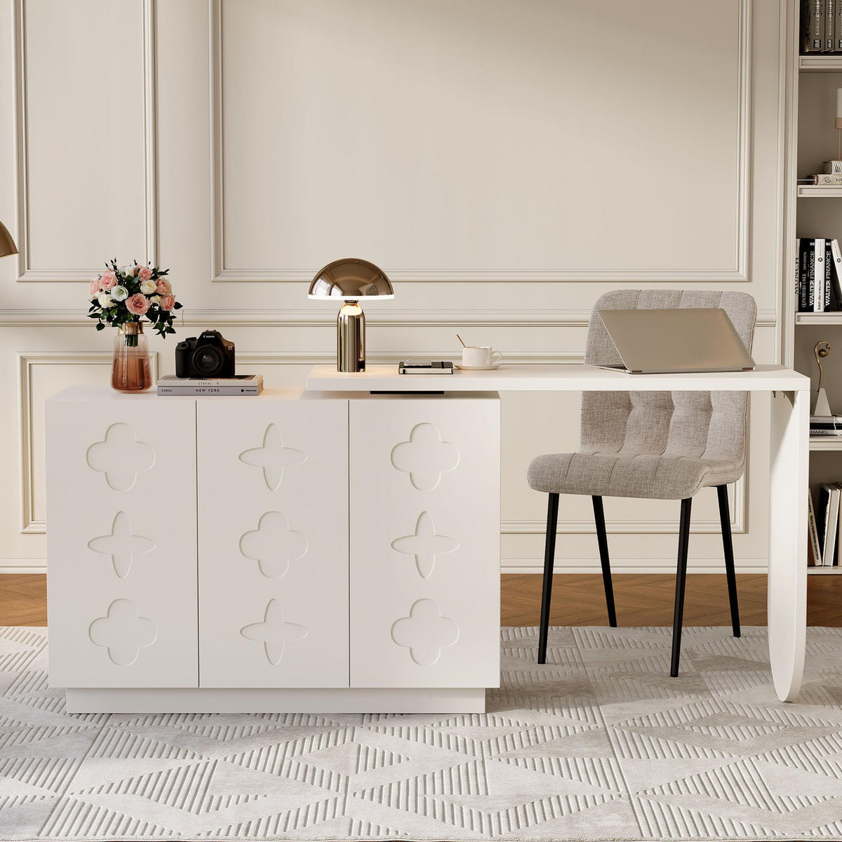SCHREIBTISCH in Weiß L-förmig drehbar Eck-Computertisch, Büro ,Frisiertisch multifunktional B110/T40/H75cm - Weiß, Holzwerkstoff (40/110/75cm) - STILVORA