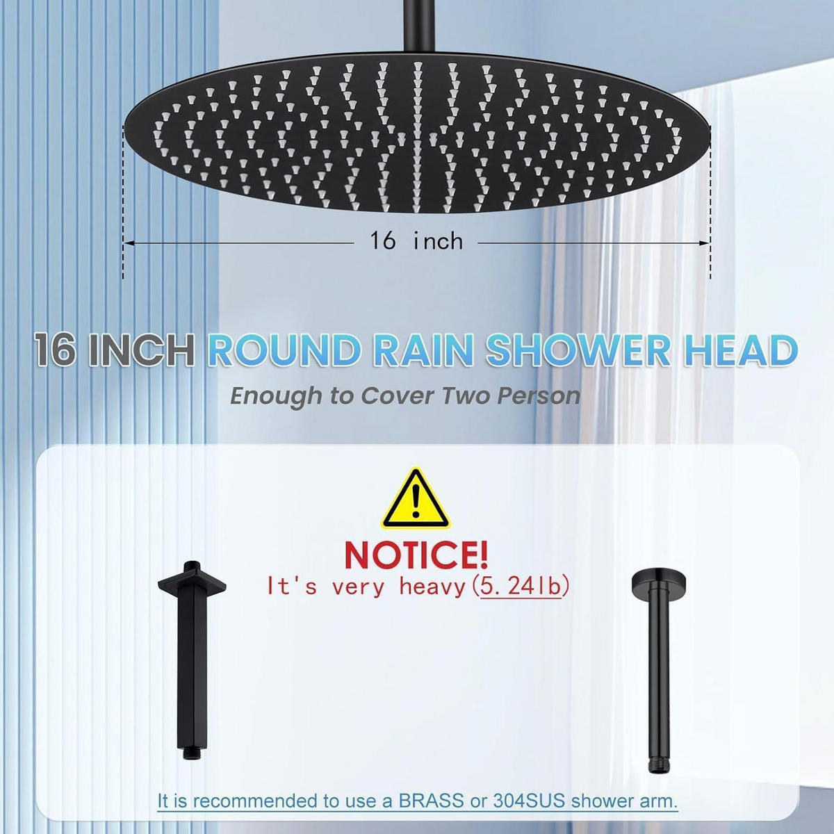 REGENDUSCHE 40 cm Schwarz Edelstahl 304 - Schwarz, Metall (40.6/12.7/40.6cm)