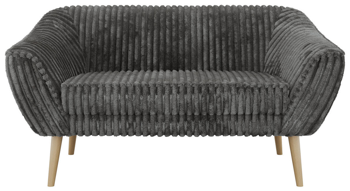 2-SITZER-SOFA PIRS - Grau Cord - Holzbeine - Buchefarben/Grau, Holzwerkstoff/Textil (140/75/74cm) - MKS