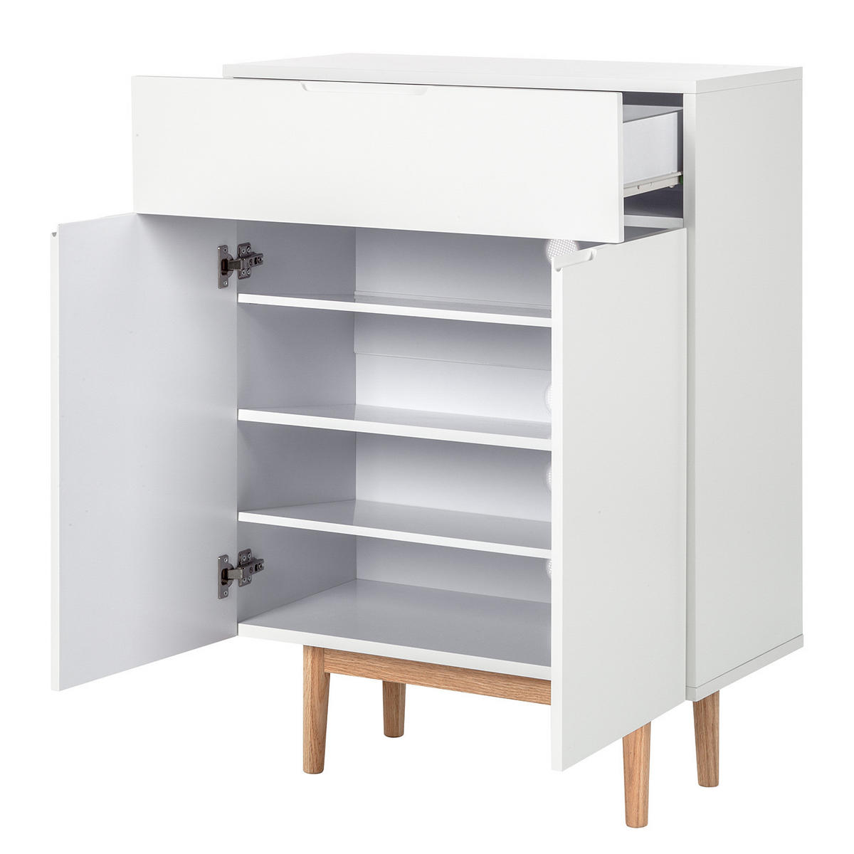 SCHUHKOMMODE mit 1 Schublade - Eichefarben/Weiß, Holzwerkstoff (76/103/37cm) - home24