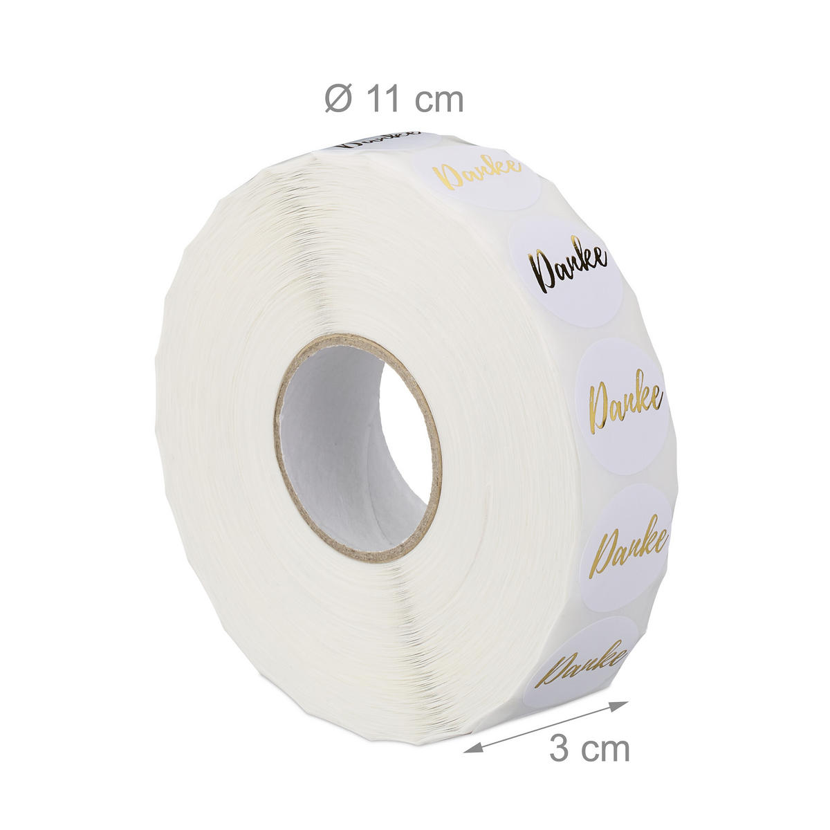 2500xDANKE-AUFKLEBER - Weiß, Papier/Kunststoff (11/3/11cm) - Relaxdays