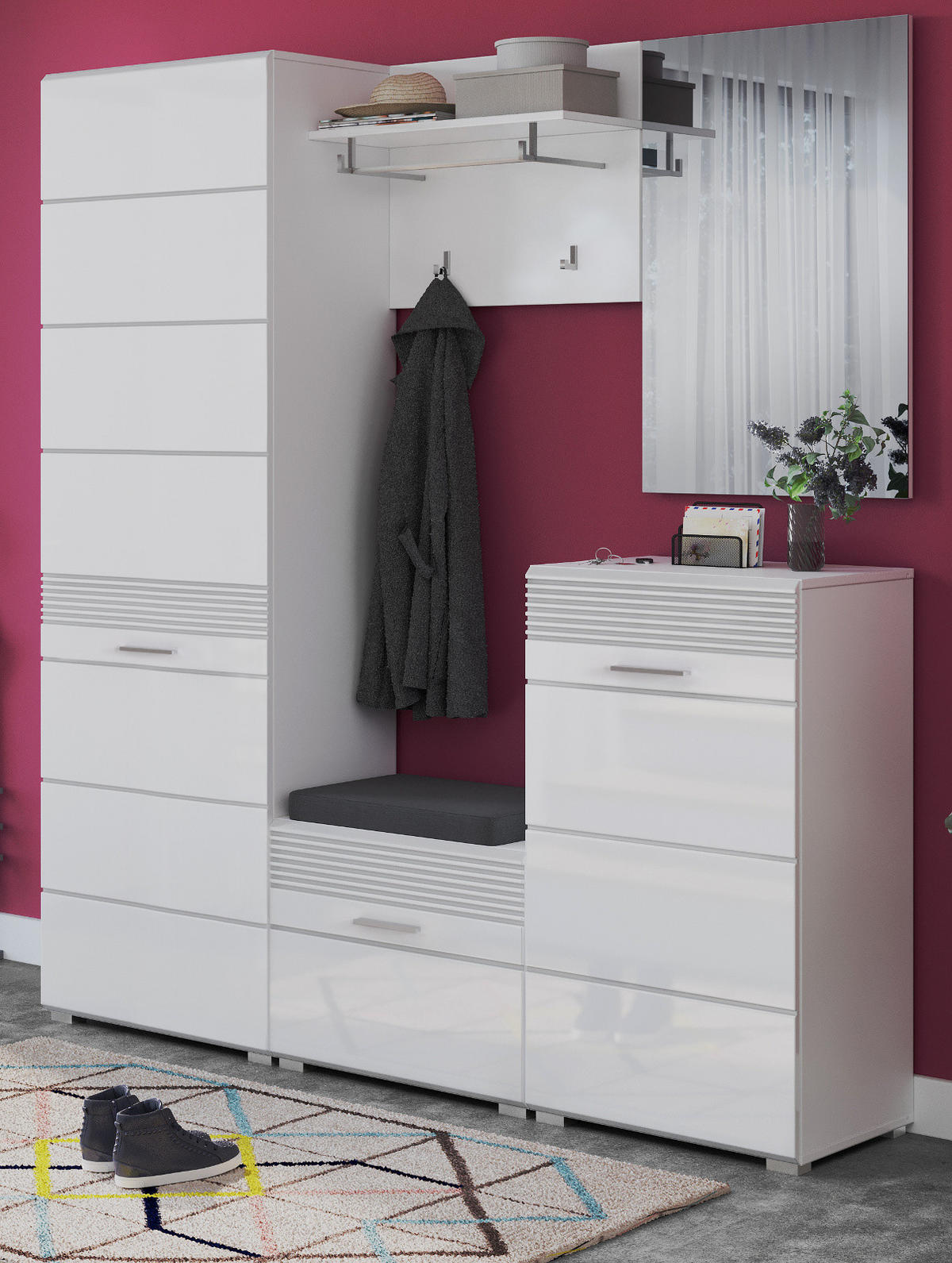 GARDEROBENSPIEGEL weiß 55/85 cm, Wandspiegel - Weiß, Glas/Holzwerkstoff (55/85/3cm) - Inn.Furn