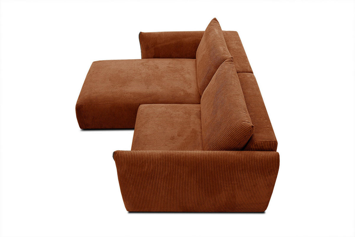 ECKSOFA TAUER 3-Sitzer, orange - Schwarz/Orange, Holzwerkstoff/Kunststoff (173/206cm) - Courtois Laville
