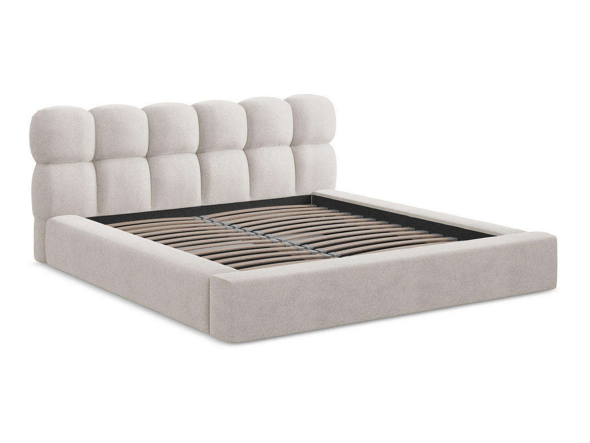 POLSTERBETT mit Bettkasten und Lattenrost 220x240 Beige - Beige/Creme, Kunststoff/Textil (180/200cm) - Makamii