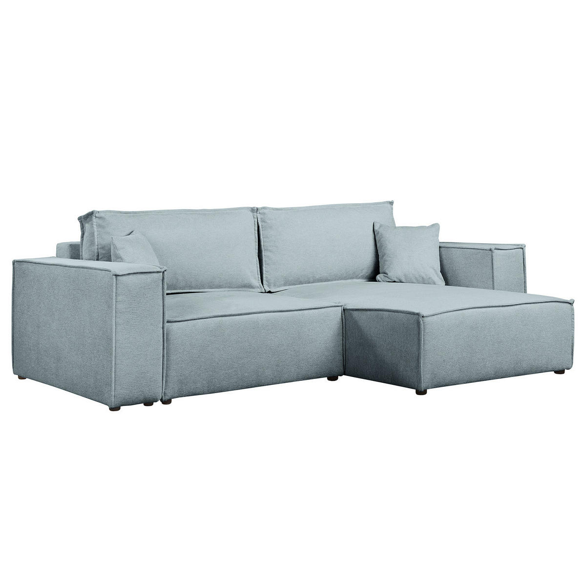 ECKSOFA mit Schlaffunktion - 255 cm - Blaugrau/Schwarz, Kunststoff/Textil (255/148cm) - home24