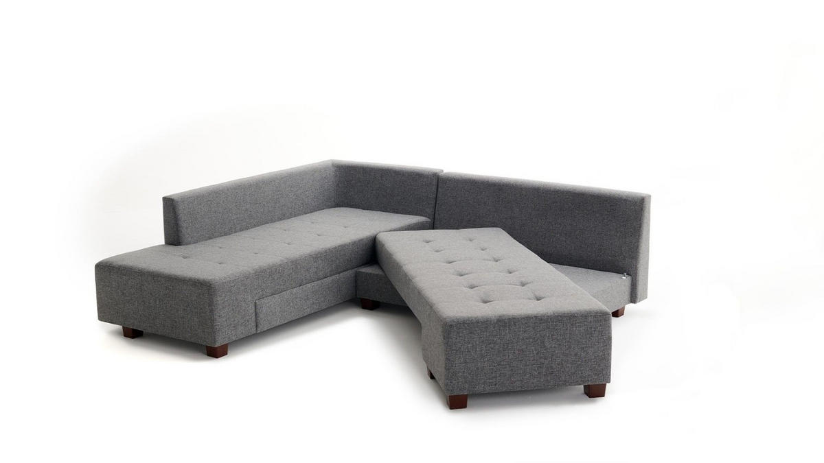 ECKSOFA mit rollbarer Schlaffunktion - Walnussfarben/Braun, Holzwerkstoff/Kunststoff (280/206cm) - myHomelando