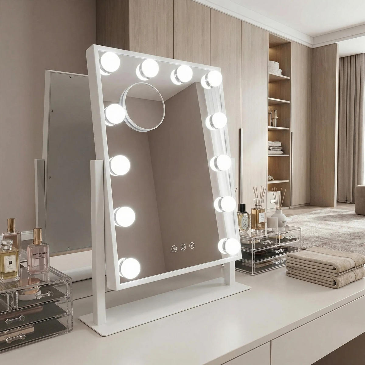 SPIEGEL Rea Led Hollywood White 30x40 - Weiß, Metall (30/47/12cm) - REA