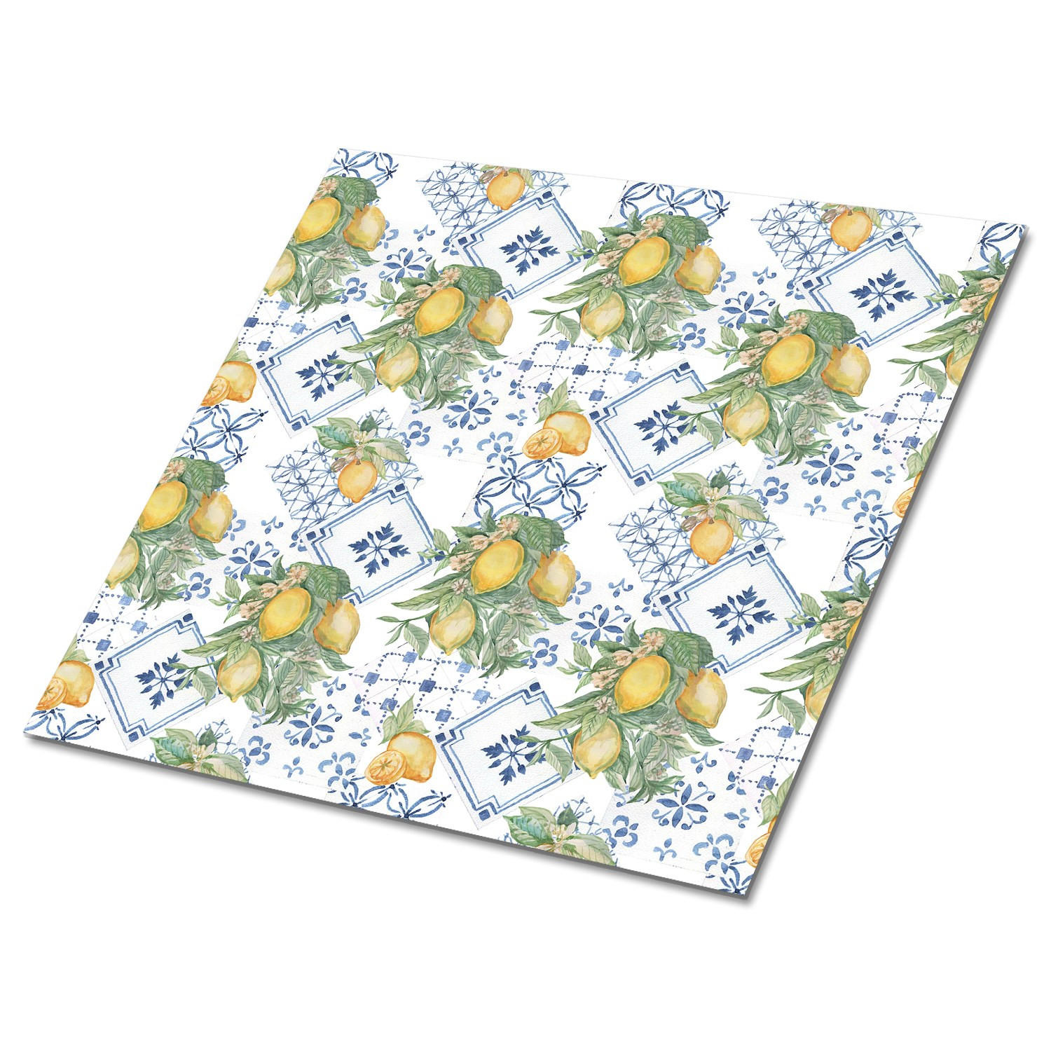 FLIESENAUFKLEBER 9 Stück 30x30 cm selbstklebend Zitronen - Gelb, Textil (30/1.6/30cm) - TULUP