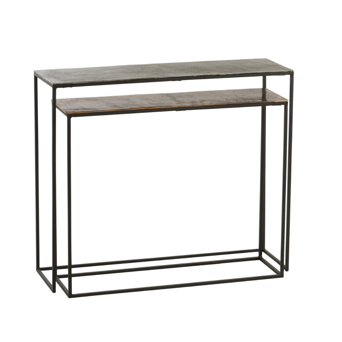 KONSOLE aus Aluminium 2-teilig - 100/29/83 cm - Schwarz, Metall (100/29/83cm) - Calicosy