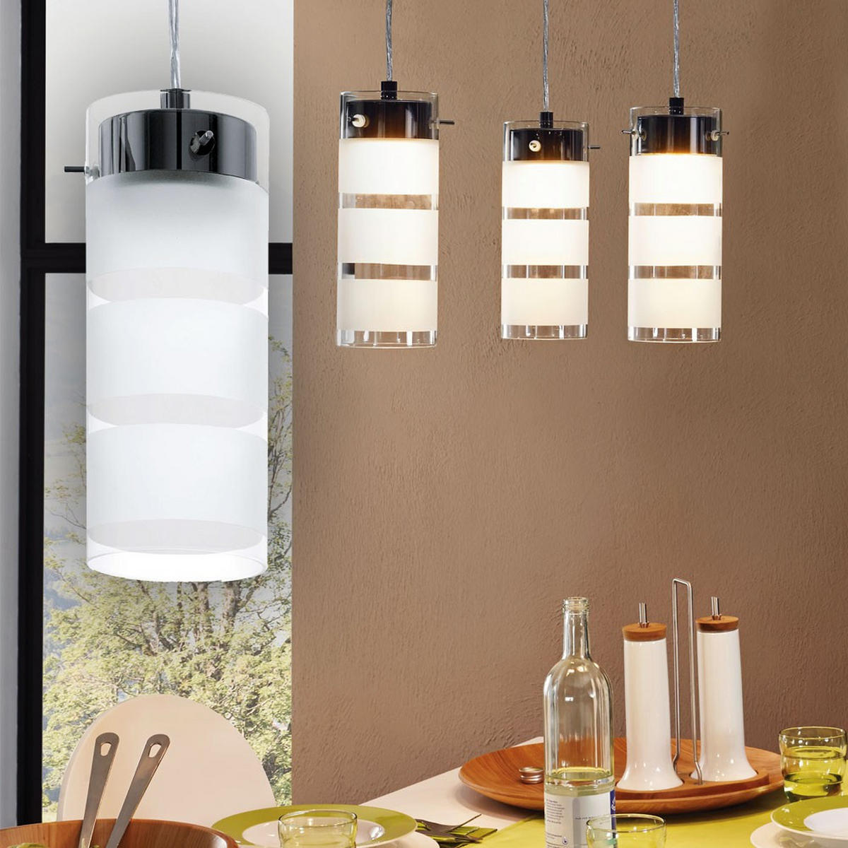 LED HÄNGELEUCHTE Olvero Silber Stahl - Silberfarben, Glas (72/10.5/110cm)