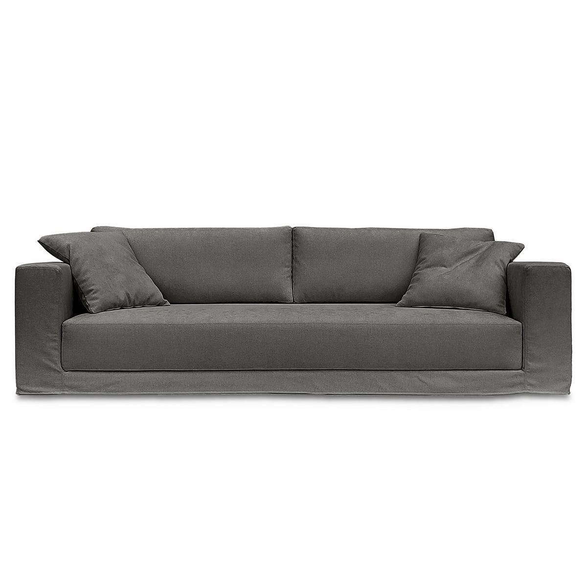 BIGSOFA mit Wechselbezug - Webstoff - Dunkelgrau/Schwarz, Kunststoff/Textil (265/63/122cm) - home24