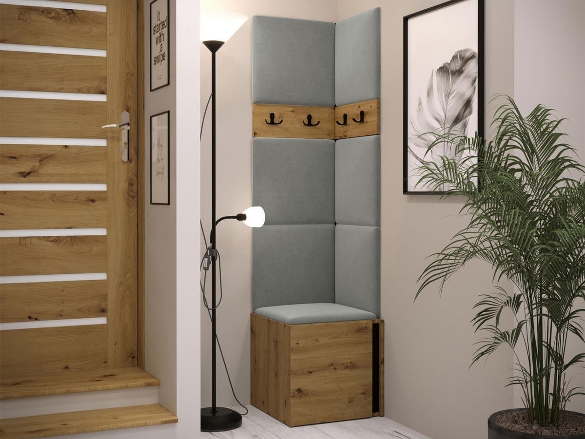 GARDEROBEN-SET Orion XXI - Eiche Artisan/Grau, Holzwerkstoff/Kunststoff (42/186/46cm) - MIRJAN24