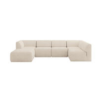 WOHNLANDSCHAFT Ottomane Links MOVA 345x180x78 Beige Samt - Beige/Schwarz, Holzwerkstoff/Kunststoff (180/78/345cm) - ALTDECOR