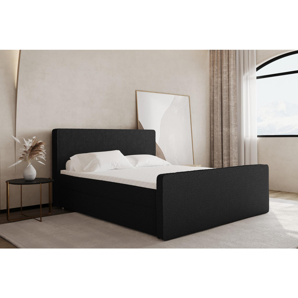 Thumbnail - Kaiser Möbel Boxbett, Schwarz, Textil, H3, Höhe ca. 20 cm, einmalig seitenverkehrt montierbar,Rechteckig, 120x200 cm, Sc...