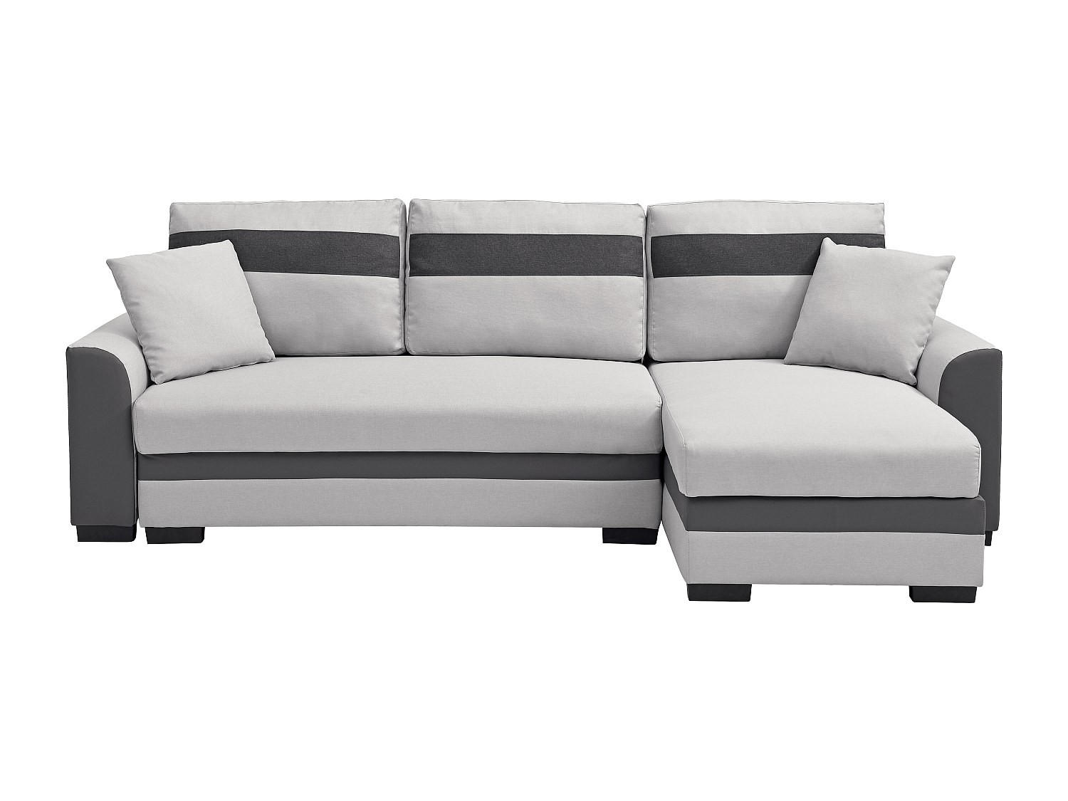SCHLAFSOFA - 4 Personen - Kunstleder, Stoff - Hellgrau - - Hellgrau, Leder/Textil (242/88/135cm) - Vente-Unique