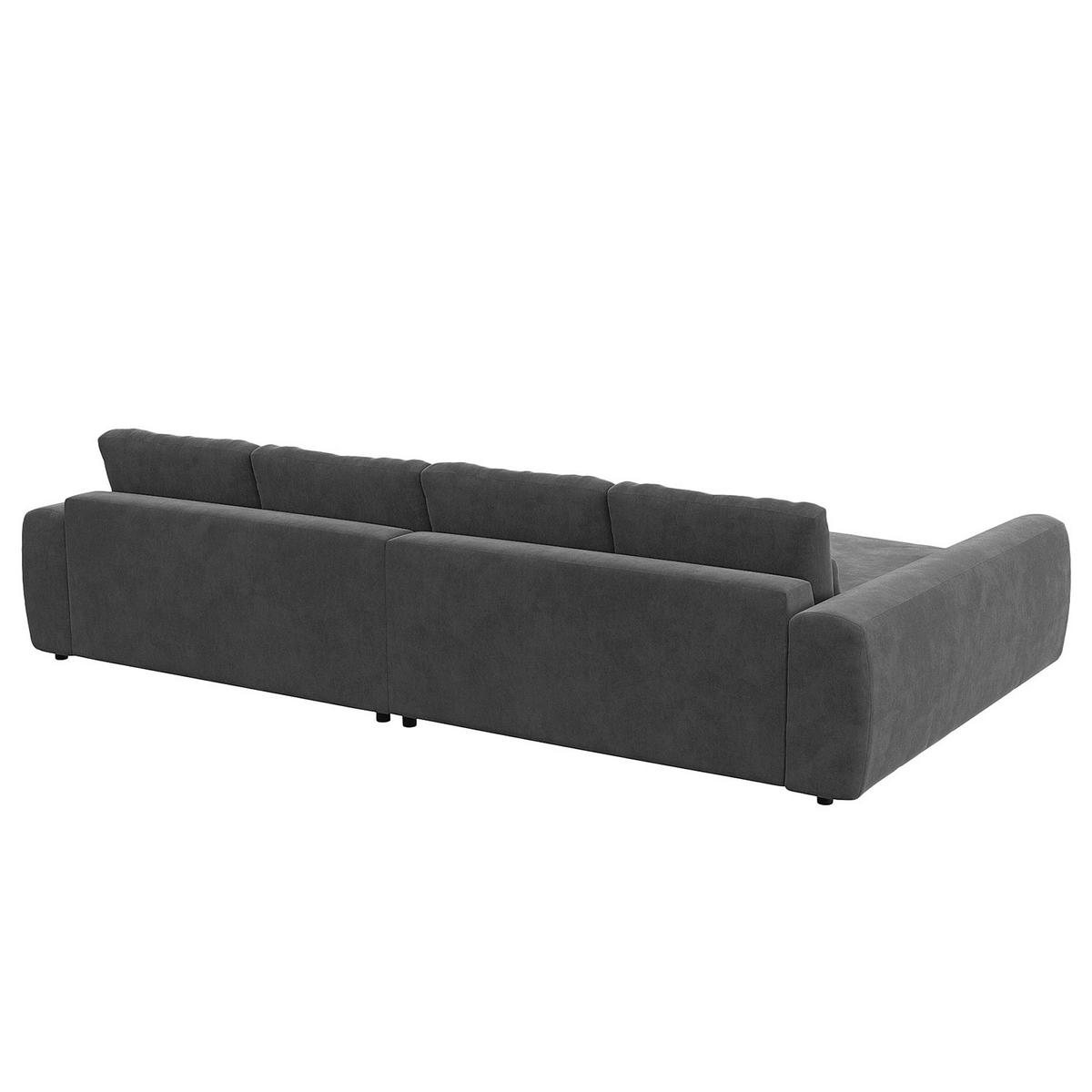 ECKSOFA mit XXL-Longchair - Schwarz/Grau, Kunststoff/Textil (323/182cm) - home24