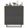 KOMMODE Apollo 4D Eiche wotan Graphit Matt 113 cm - Graphitfarben/Schwarz, Holzwerkstoff/Metall (113/127/35cm) - Meble Lindner