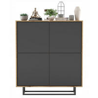 KOMMODE Apollo 4D Eiche wotan Graphit Matt 113 cm - Graphitfarben/Schwarz, Holzwerkstoff/Metall (113/127/35cm) - Meble Lindner