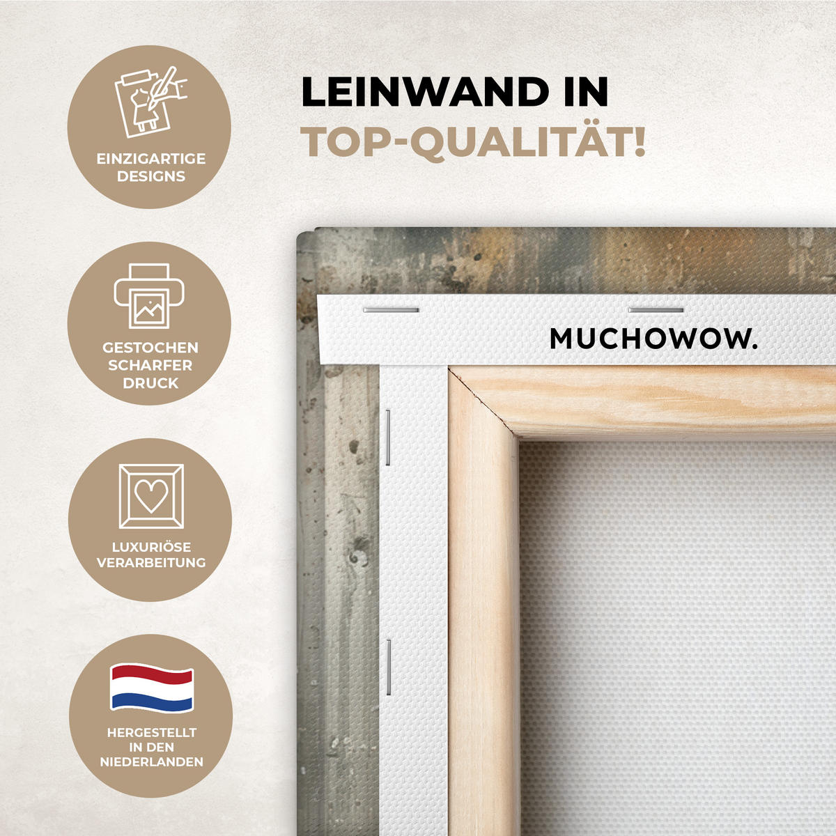 LEINWANDBILD Weihnachtsbaum - Vintage - Weihnachten - Geschenk Wandbilder 80x60 cm - Rostfarben, Textil (80/60cm) - MuchoWow