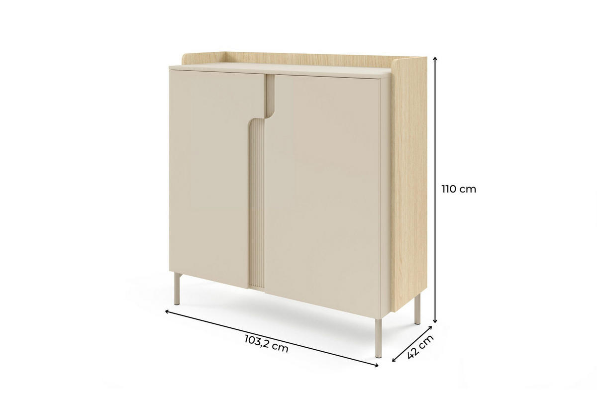 KOMMODE PAURO 08 103/110/42 cm in Eiche Mavelie / Macadamia - Eichefarben/Beige, Holzwerkstoff (103/110/42cm) - Deine Möbel 24
