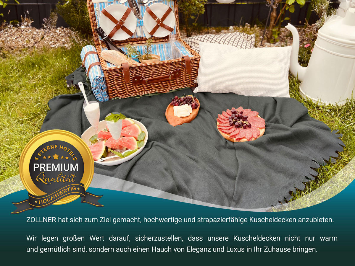 KUSCHELDECKE, 130x170 cm, 100% Polyester, Grau - Anthrazit, Textil (130/170cm) - Zollner